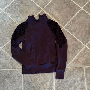 lululemon athletica Purple Sweater, velvet detail on shoulders, size 4